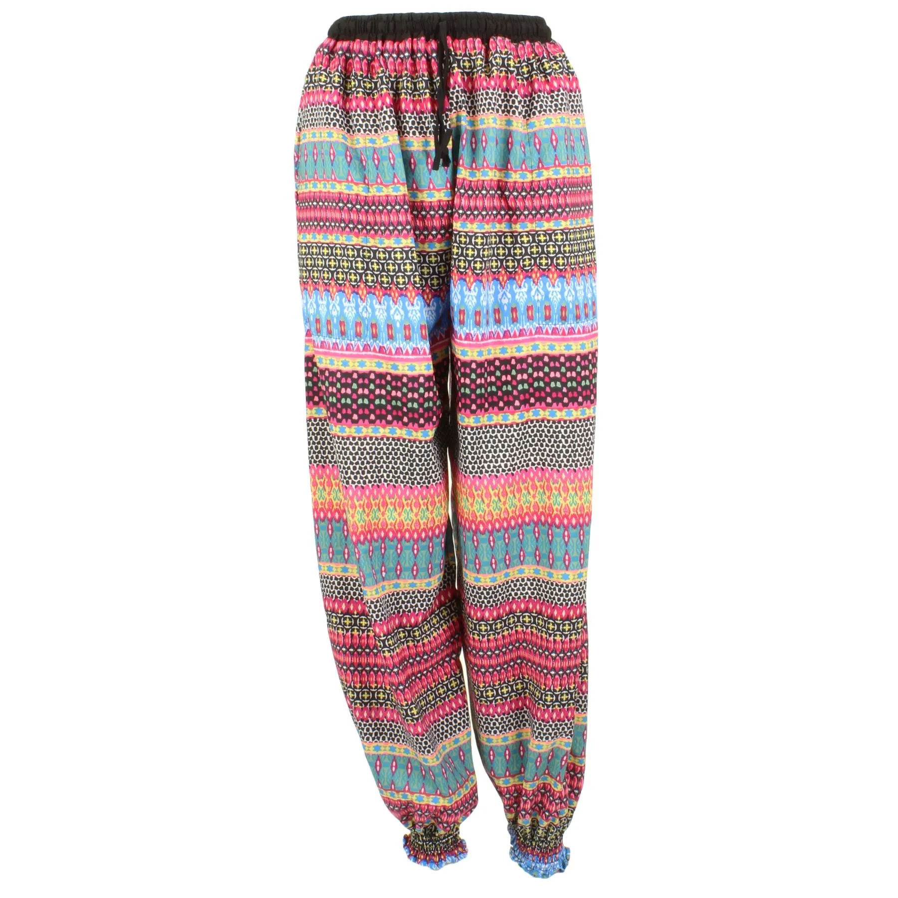 Ali Baba Trousers - Geometric (Blue & Pink)