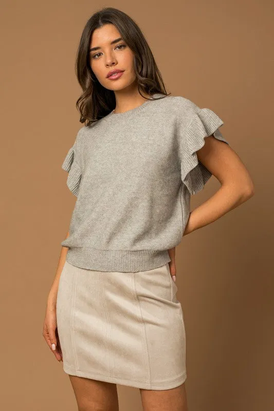 Ali Ruffle Sleeve Knit Top