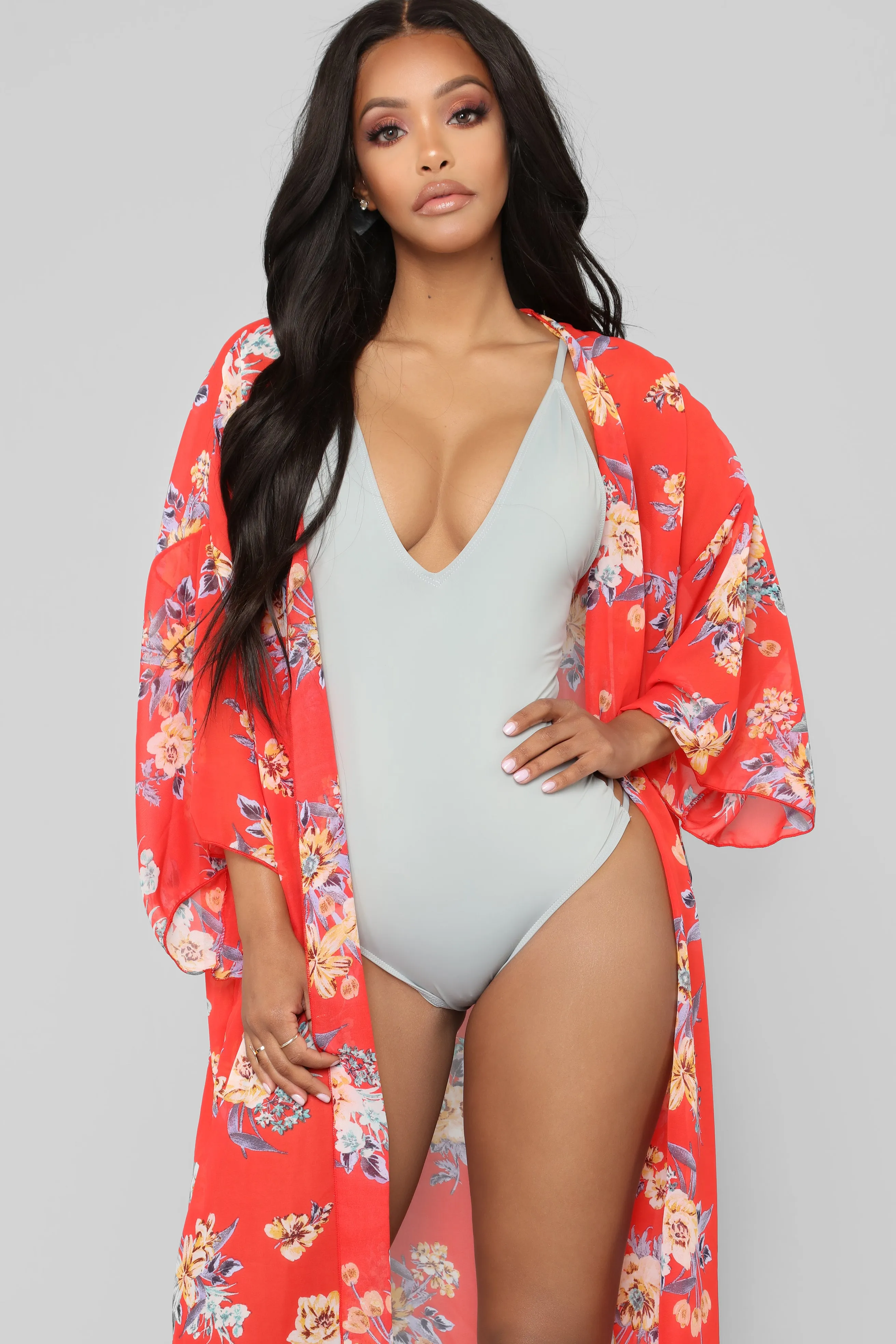 Alice Floral Kimono - Red/Floral