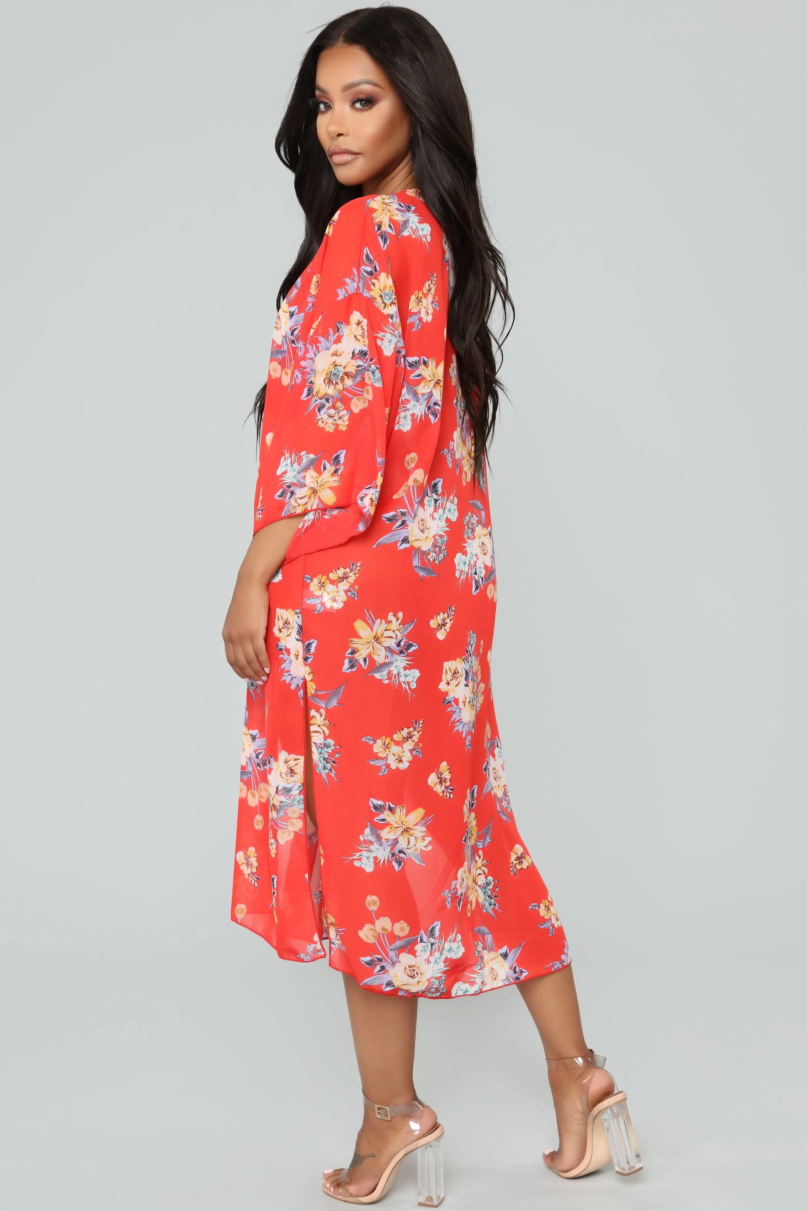 Alice Floral Kimono - Red/Floral