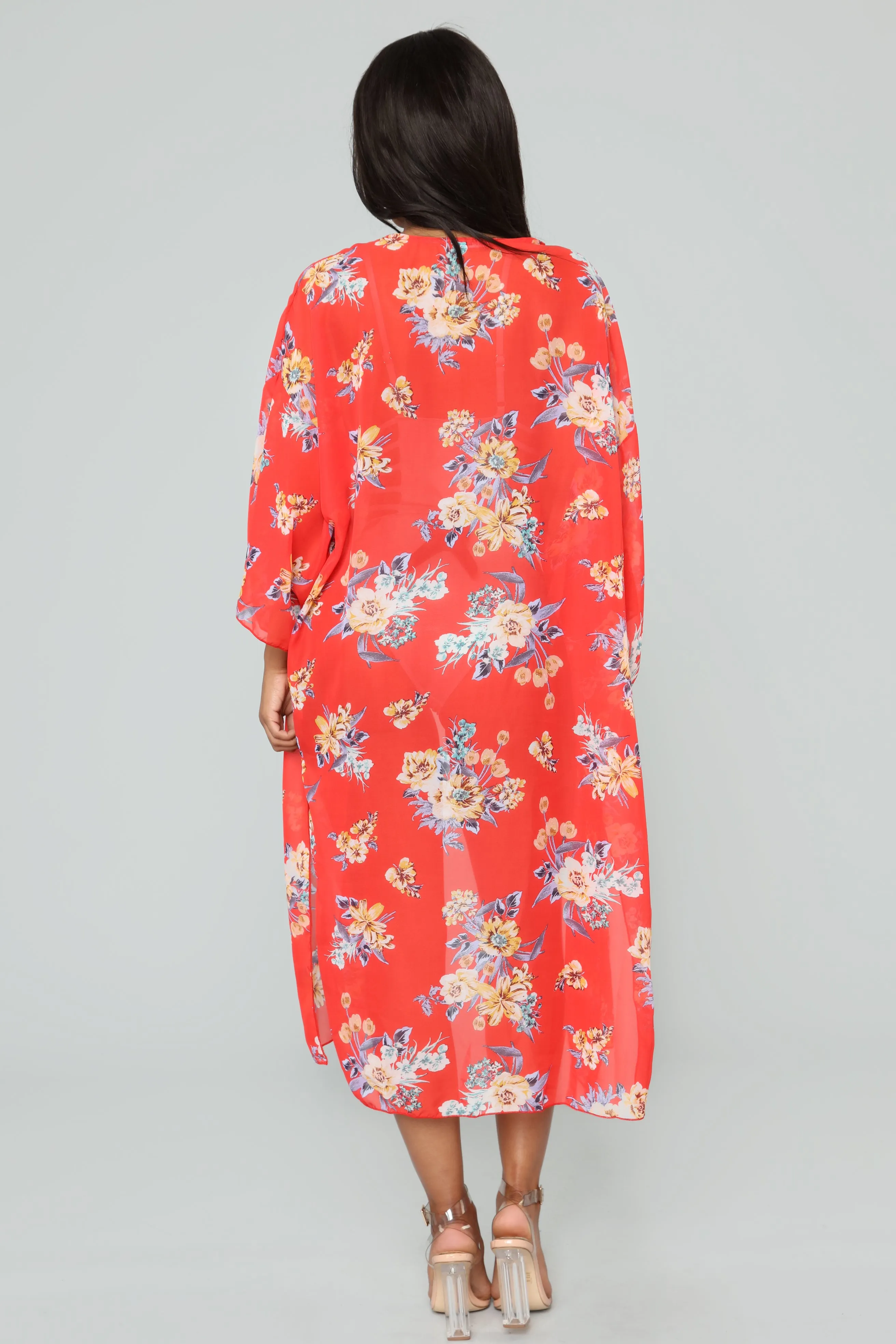 Alice Floral Kimono - Red/Floral