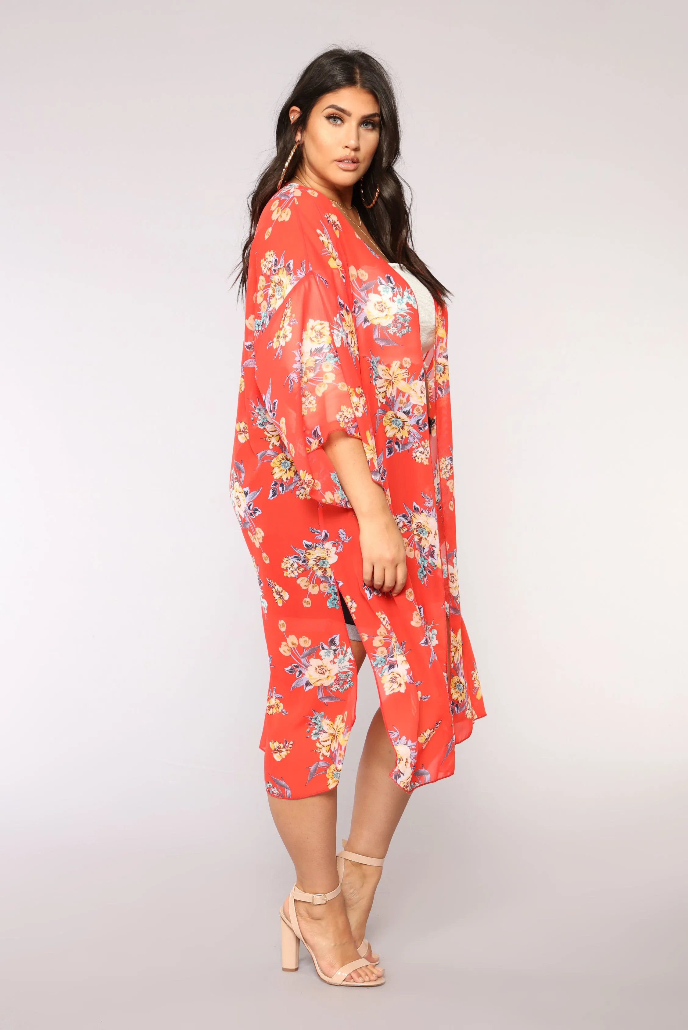 Alice Floral Kimono - Red/Floral