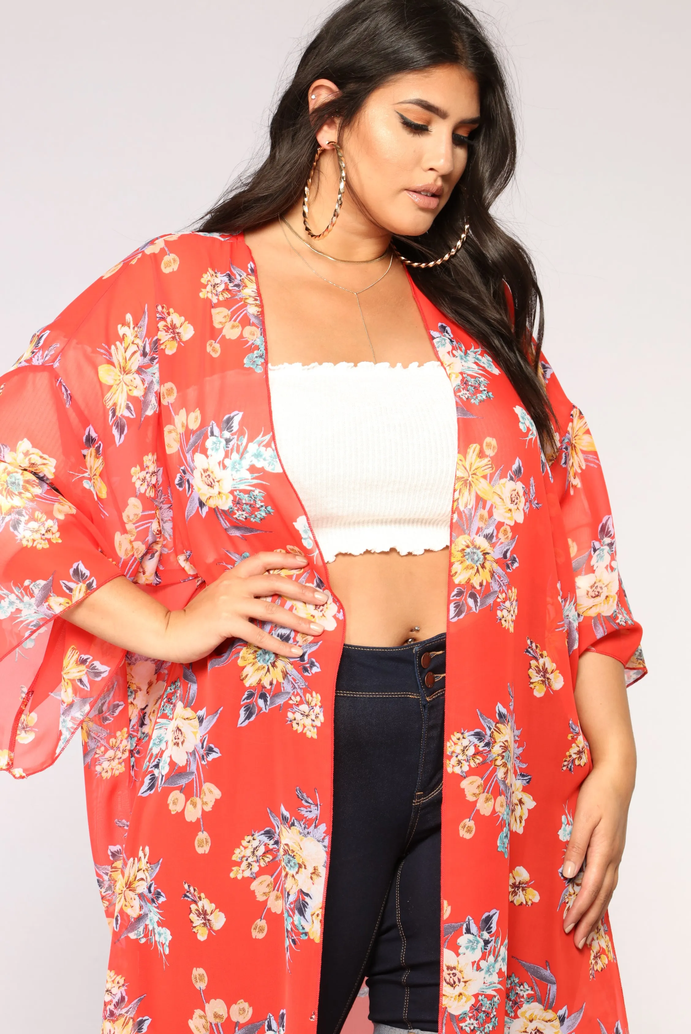 Alice Floral Kimono - Red/Floral