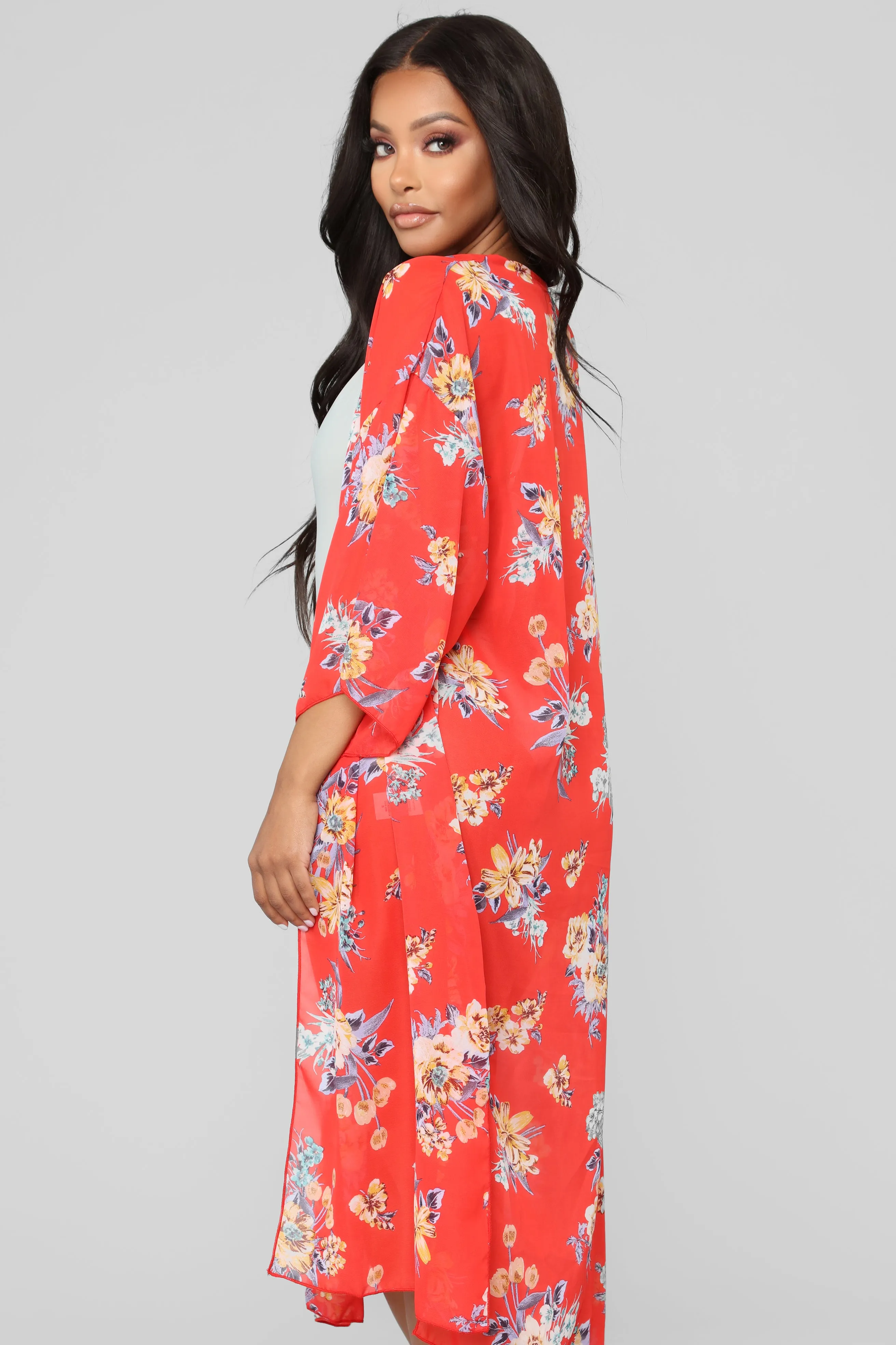 Alice Floral Kimono - Red/Floral