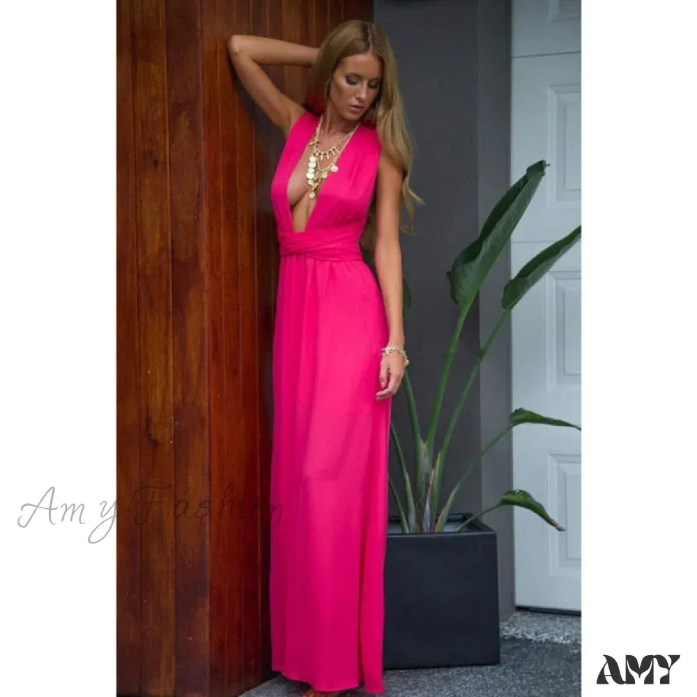 Amy Fashion - Bandage Party Bridesmaids Infinity Robe Maxi Dress