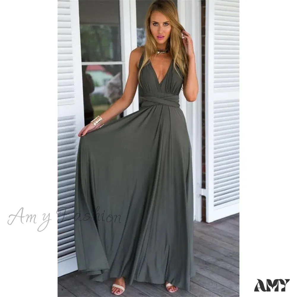 Amy Fashion - Bandage Party Bridesmaids Infinity Robe Maxi Dress