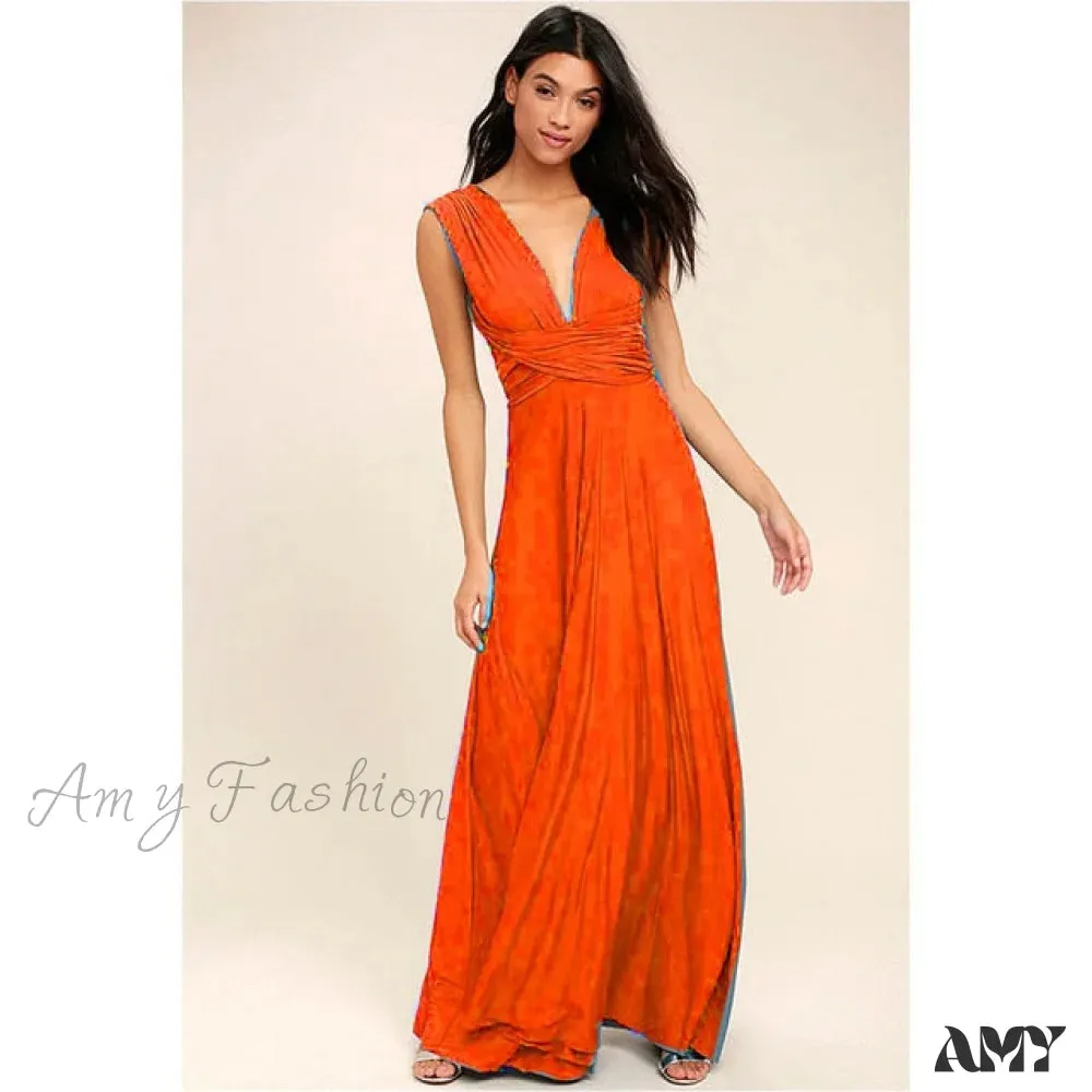 Amy Fashion - Bandage Party Bridesmaids Infinity Robe Maxi Dress