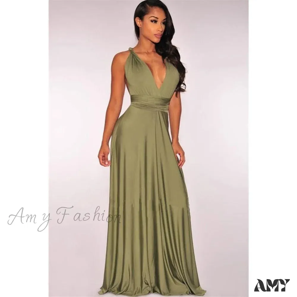 Amy Fashion - Bandage Party Bridesmaids Infinity Robe Maxi Dress