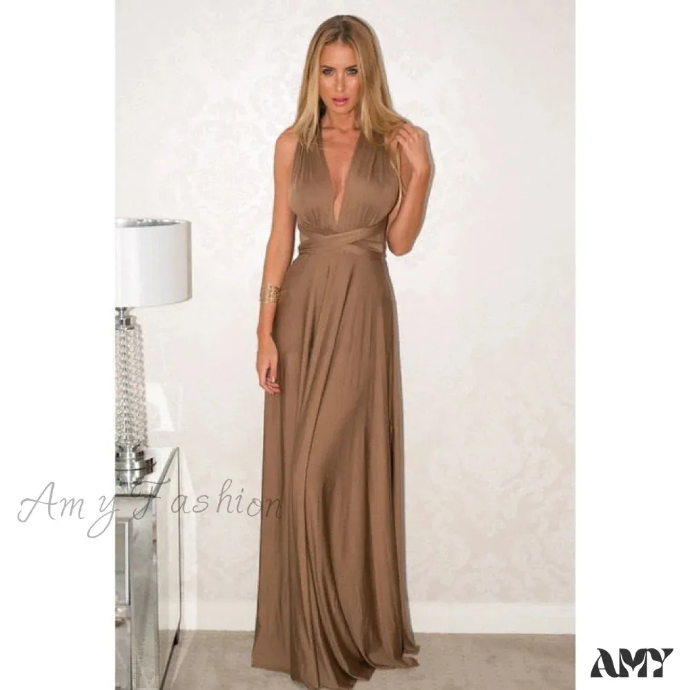 Amy Fashion - Bandage Party Bridesmaids Infinity Robe Maxi Dress