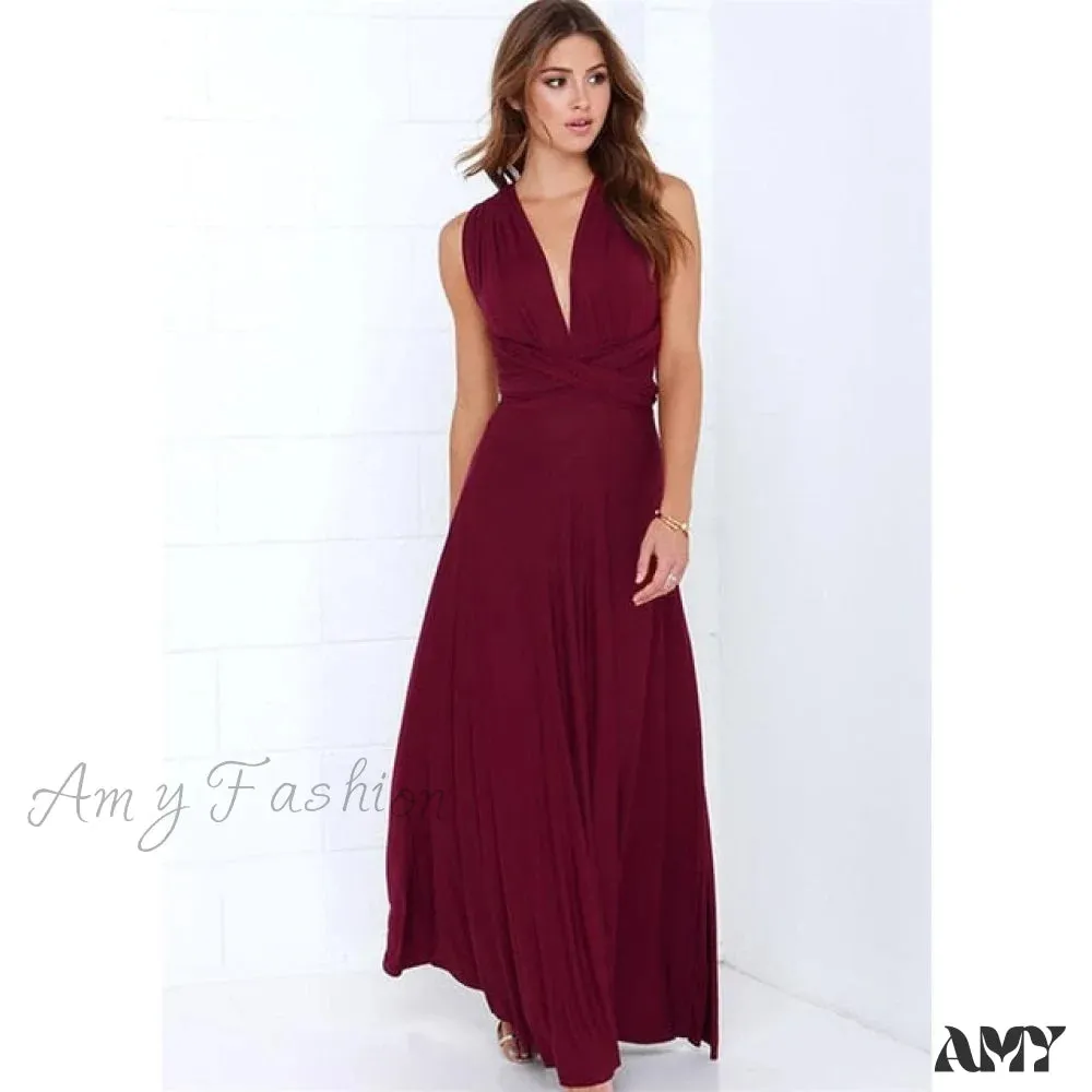 Amy Fashion - Bandage Party Bridesmaids Infinity Robe Maxi Dress