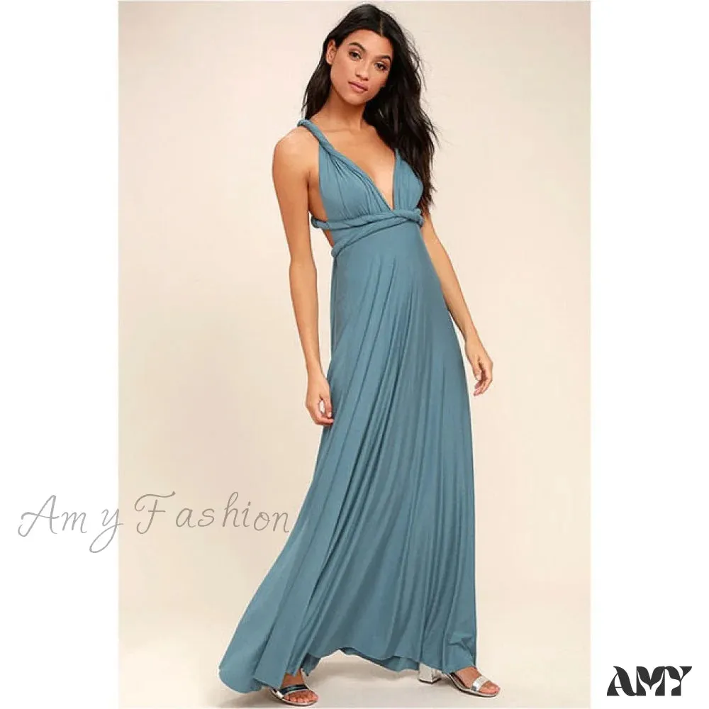 Amy Fashion - Bandage Party Bridesmaids Infinity Robe Maxi Dress