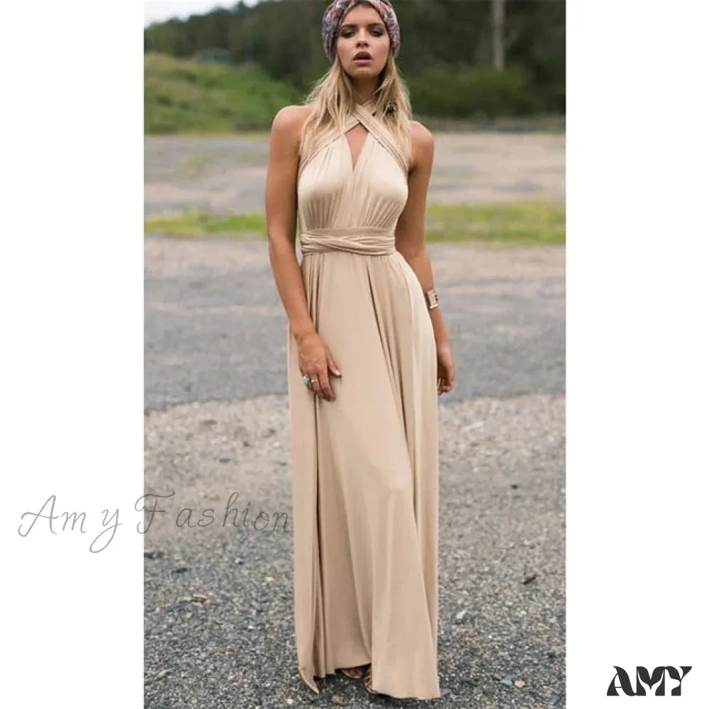 Amy Fashion - Bandage Party Bridesmaids Infinity Robe Maxi Dress