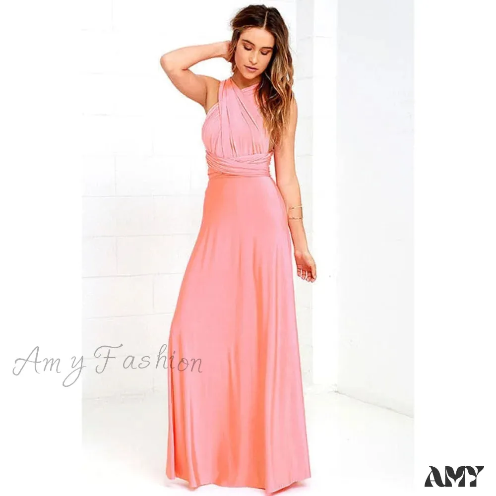 Amy Fashion - Bandage Party Bridesmaids Infinity Robe Maxi Dress