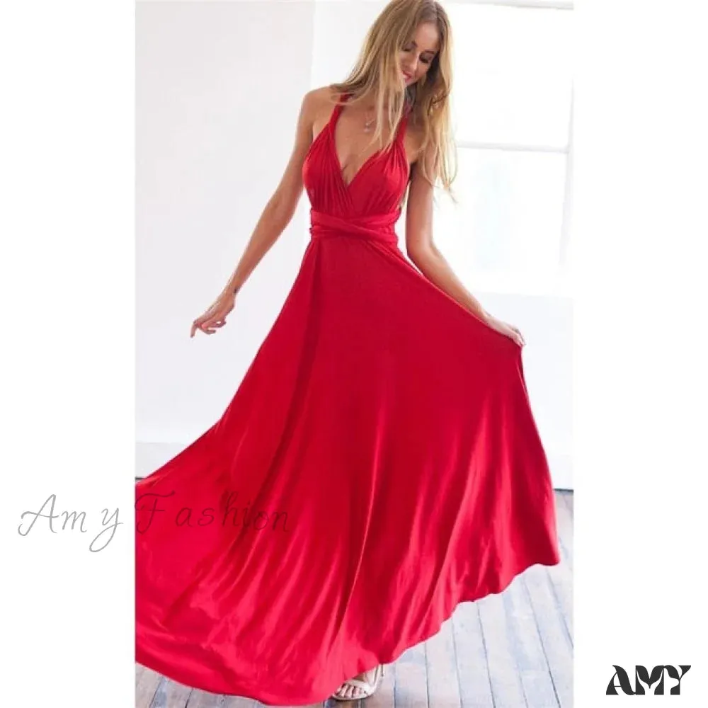 Amy Fashion - Bandage Party Bridesmaids Infinity Robe Maxi Dress