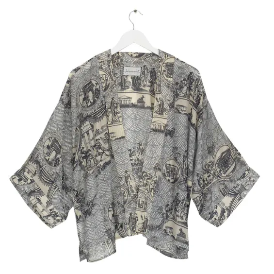 Ancient Columns Charcoal Kimono