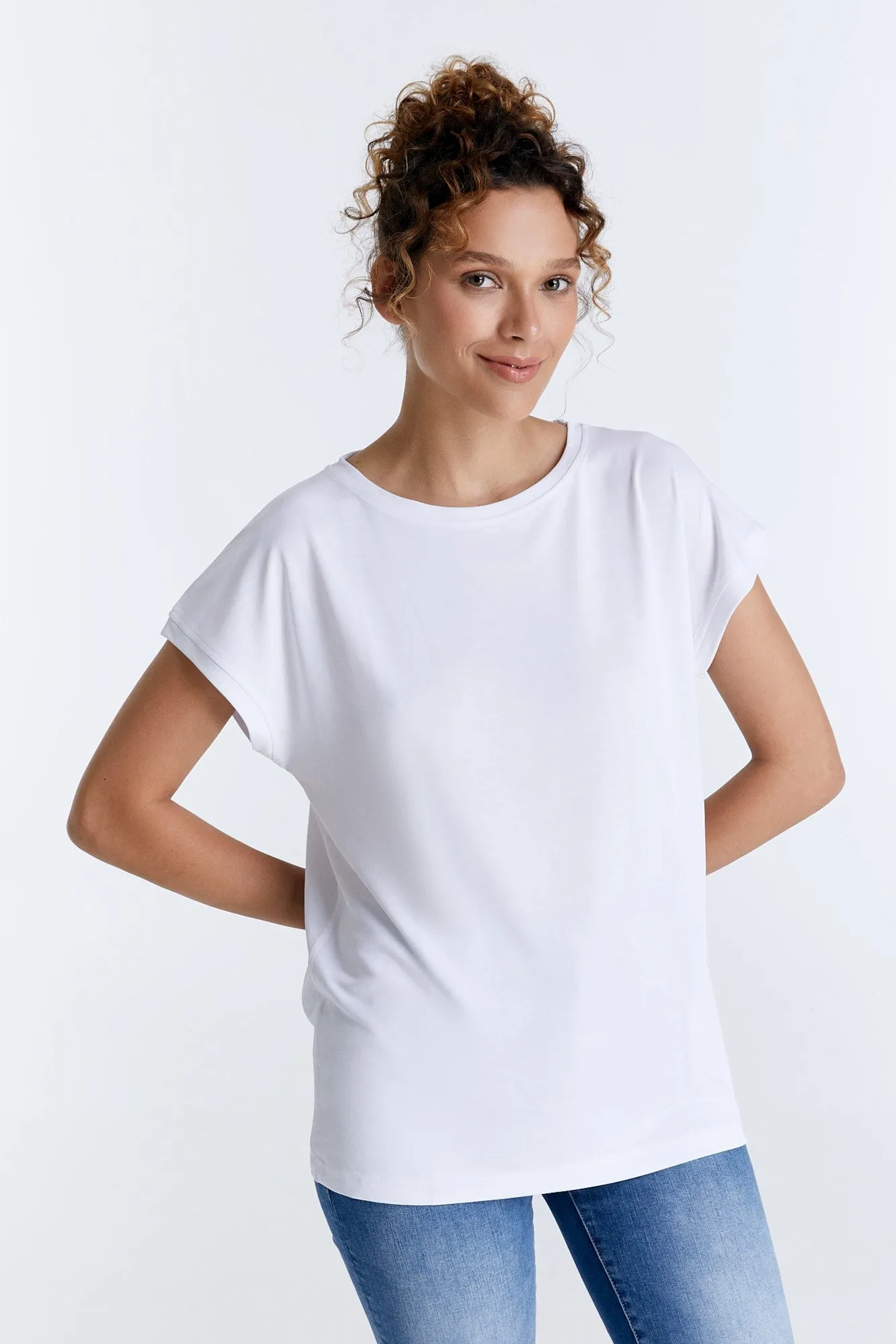 Audrey Boat Neck Short Tshirt White