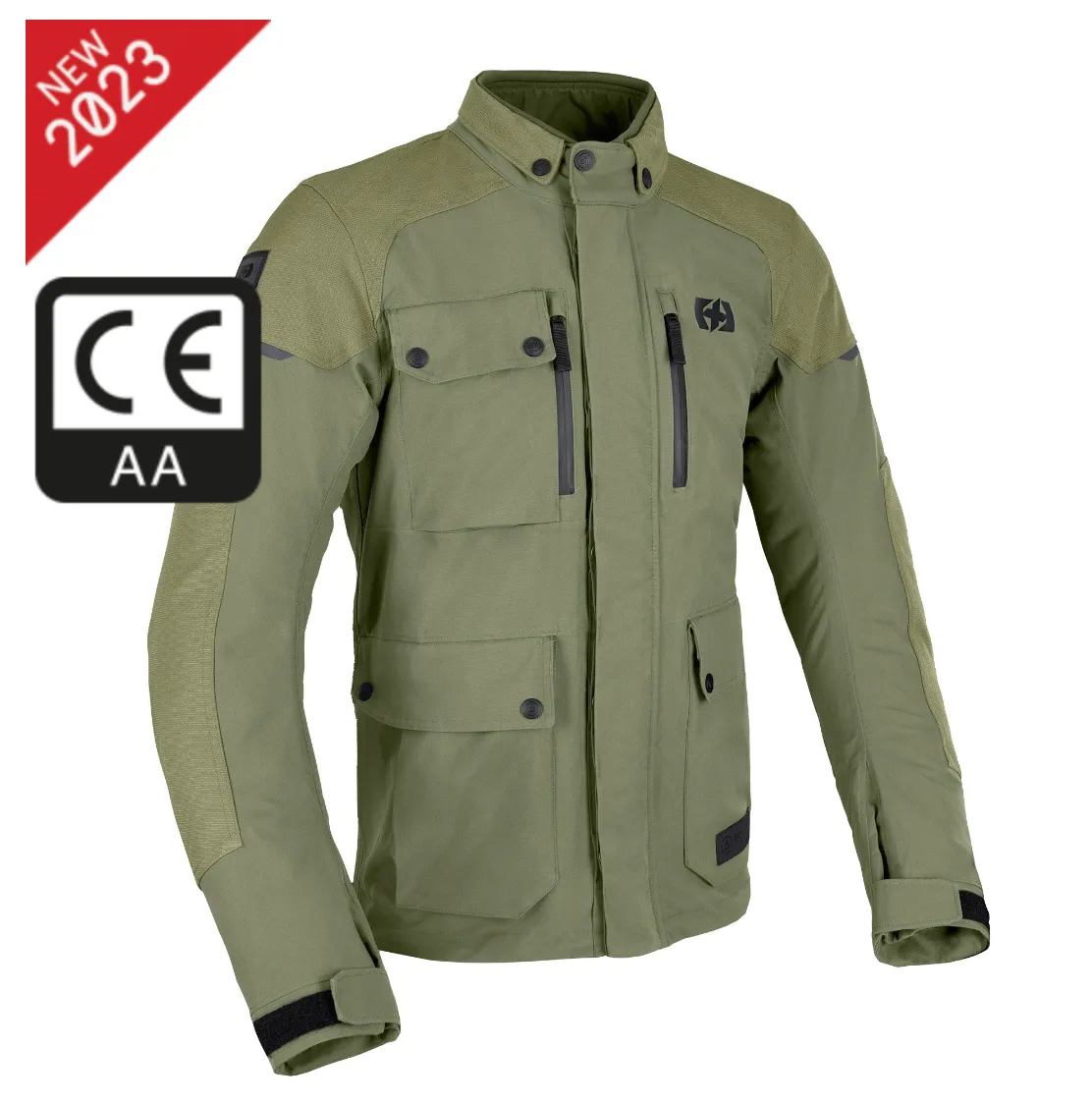 Barkston Waterproof Khaki Biker Jacket with Elbow & Shoulder armour by Oxford products