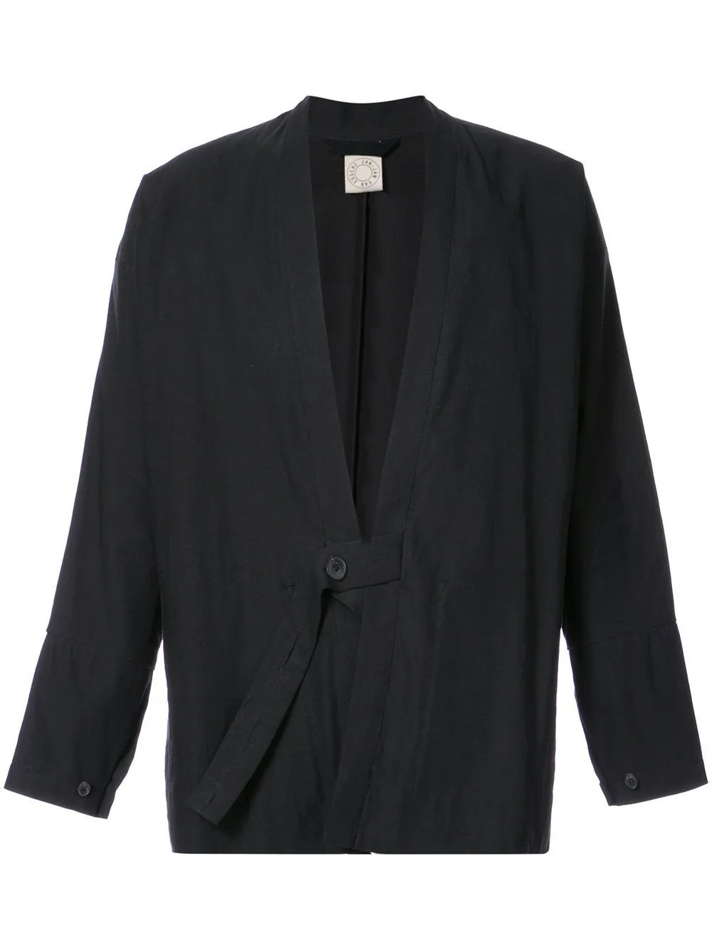 Black Paper Twill Kimono Blazer