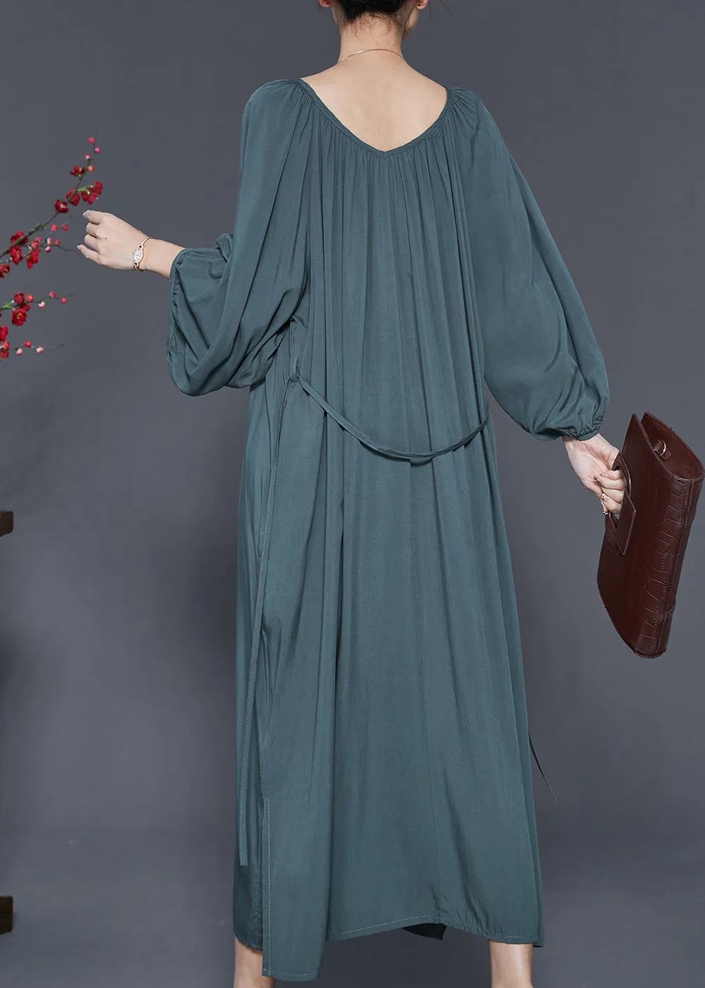 Blackish Green Cotton Robe Dresses Oversized Spring SD1017