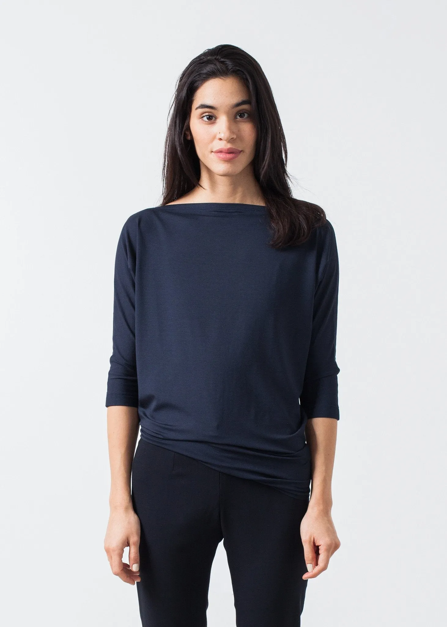 Boat Neck Top in Marine