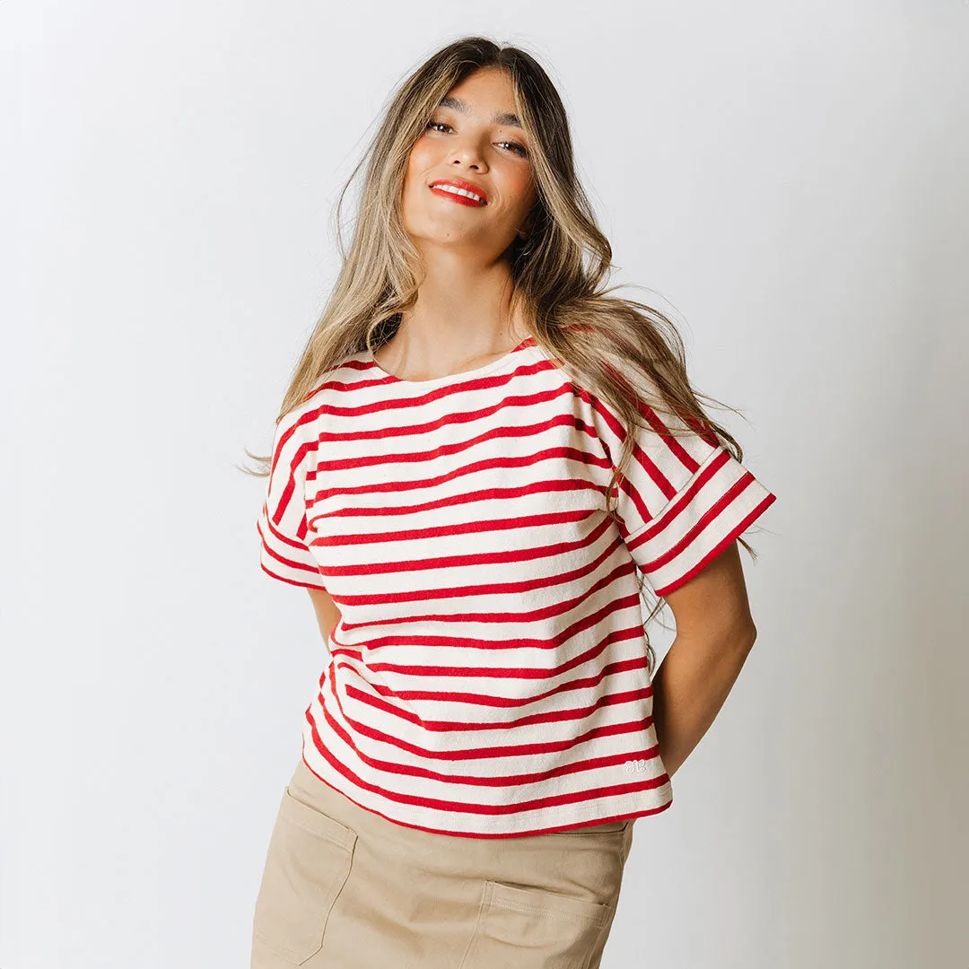 Boss Tee, Crimson Stripe