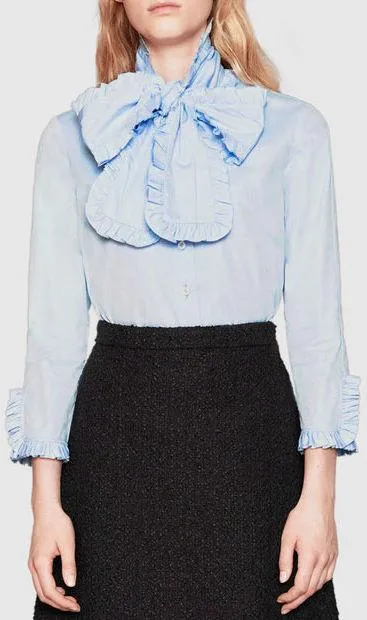 Bow-Tie Ruffle Oxford Shirt