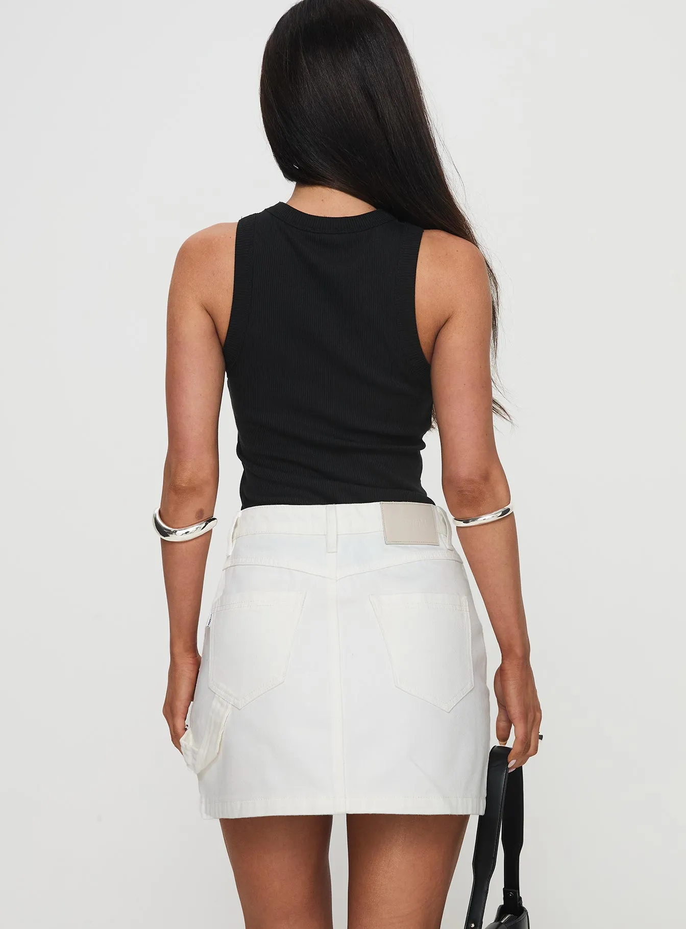 Chillders Denim Mini Skirt White