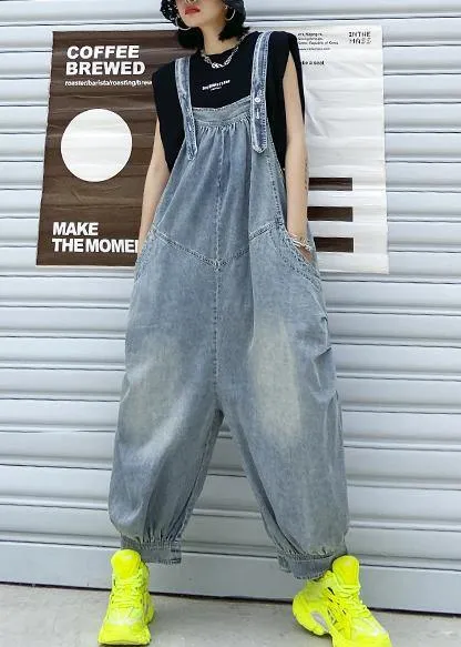 Denim blue overalls new summer thin casual one-piece pants