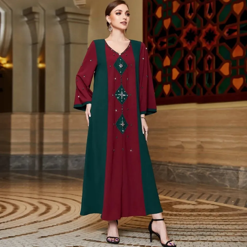 Eid Arabic Party Dress Jalabiya Islam Turkey Dresses Luxury Moroccan Kaftan Robe L 456473