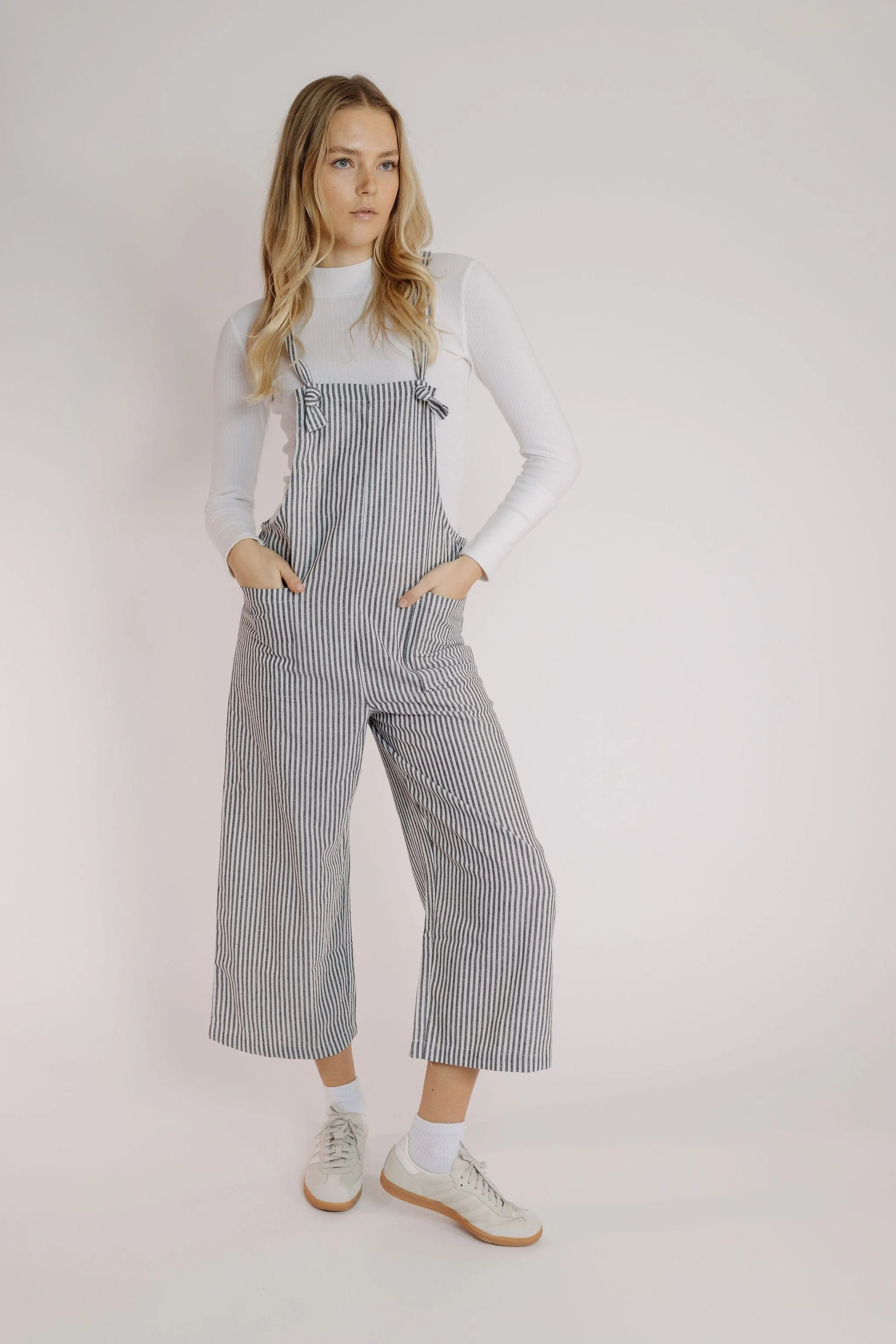 Eiffel Jumpsuit in Black-White Stripe