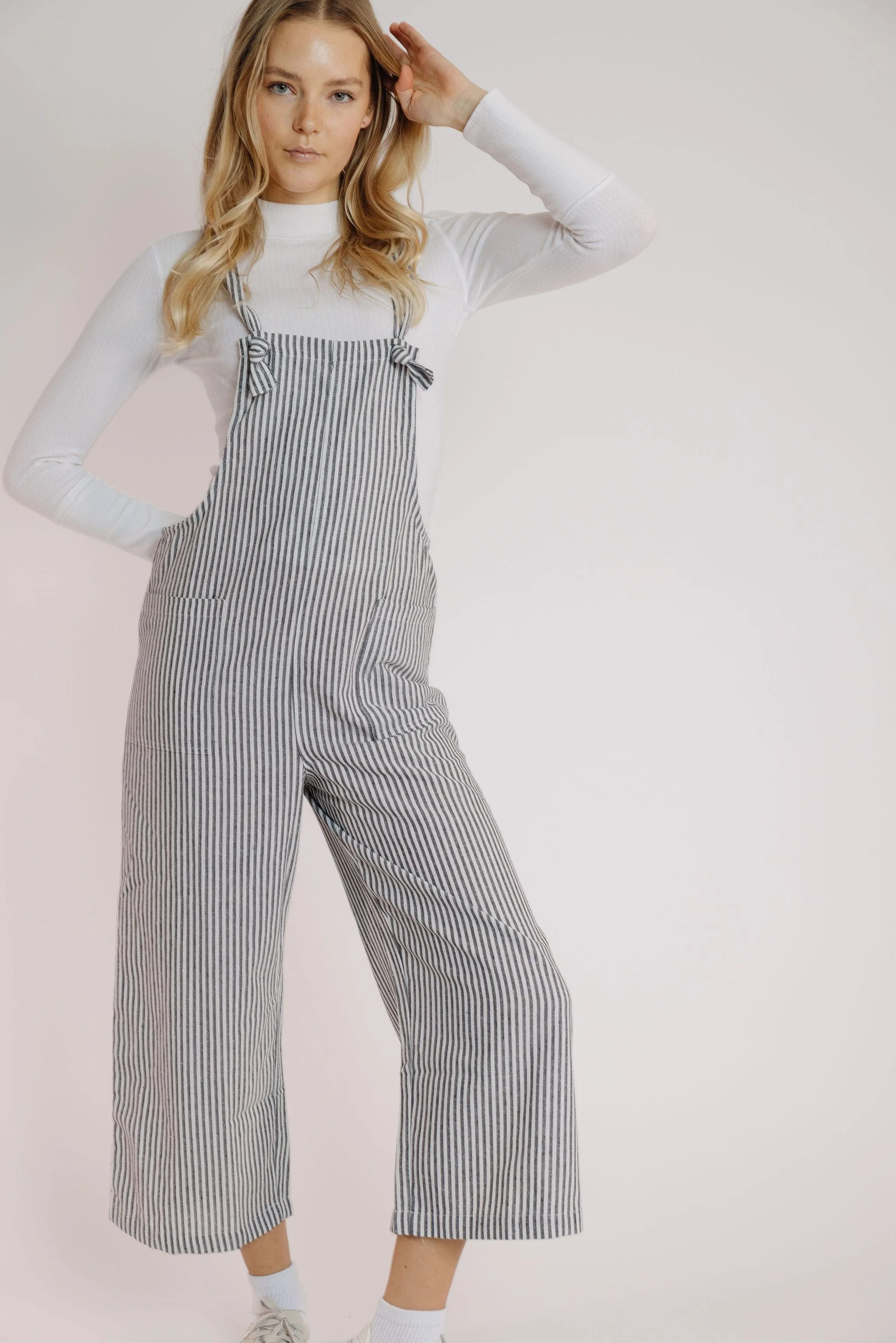 Eiffel Jumpsuit in Black-White Stripe