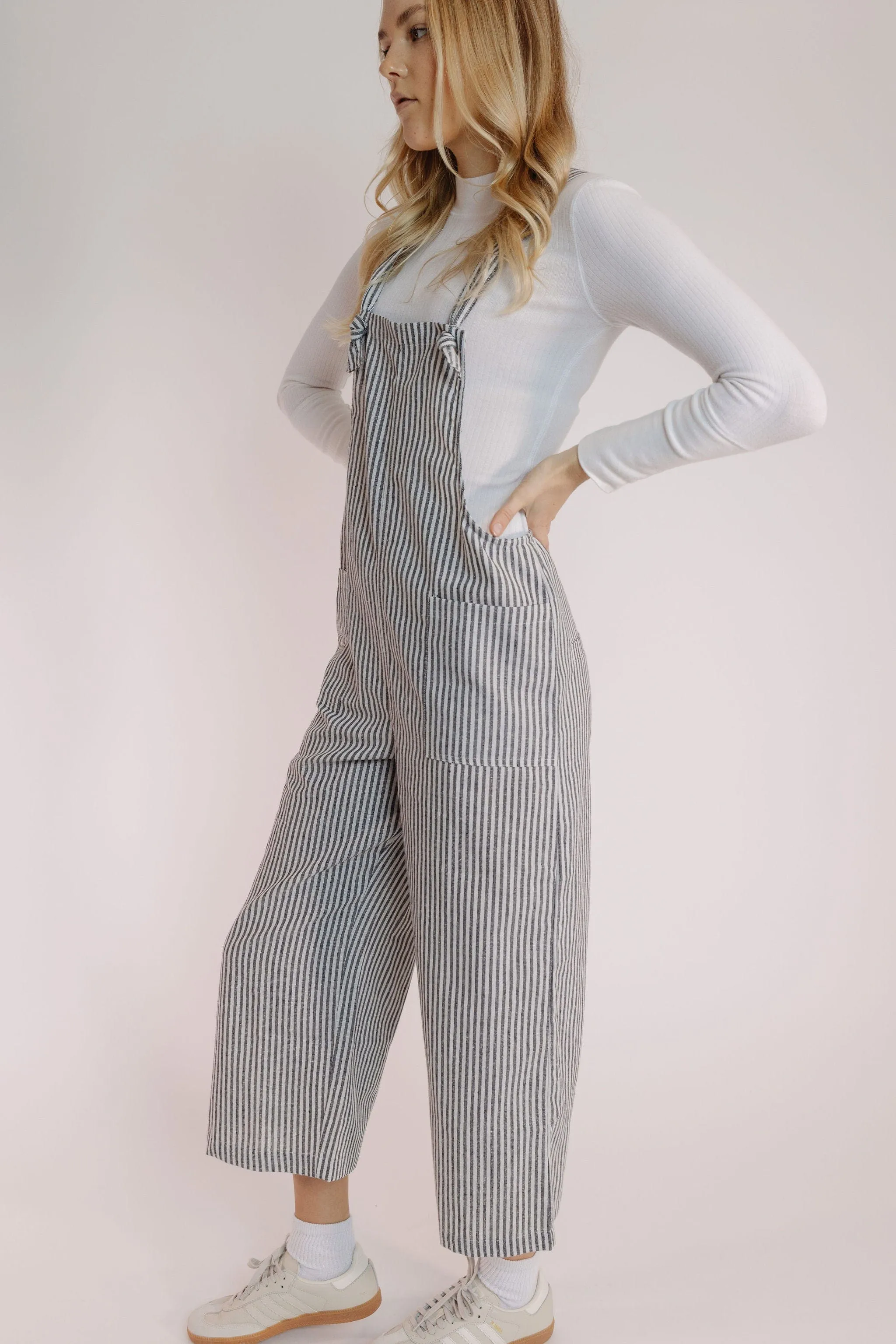 Eiffel Jumpsuit in Black-White Stripe