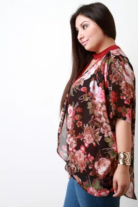 Floral Chiffon Open Front Kimono