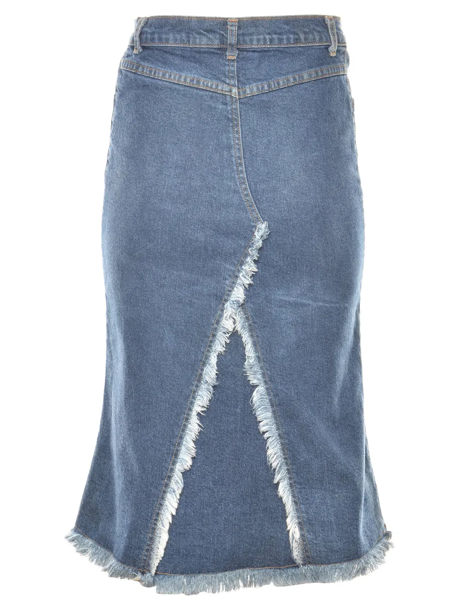 Frayed Edge 1990s Denim Skirt - S