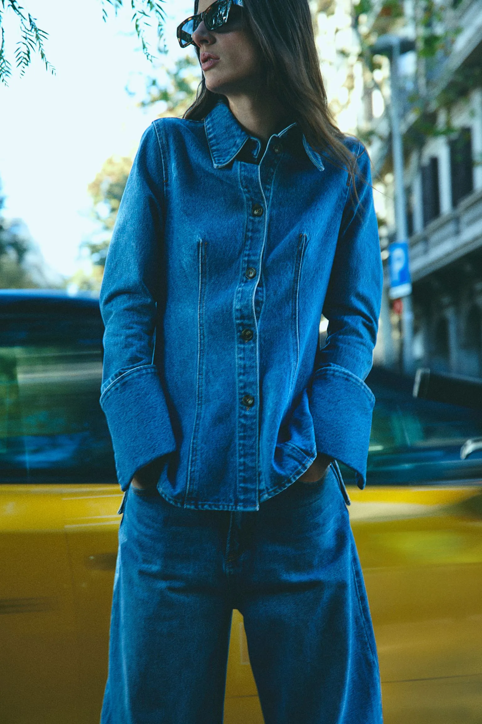 H&M Fitted Denim Shirt, blue