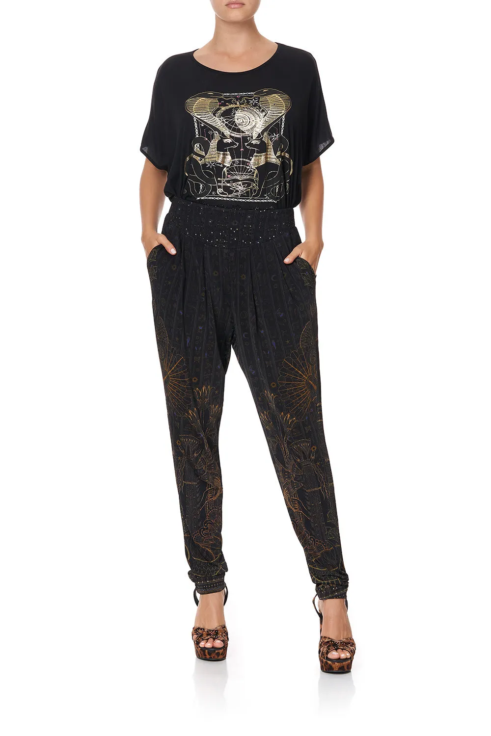 HAREM PANTS WITH FRONT PLEATS BEADS OF LOVE