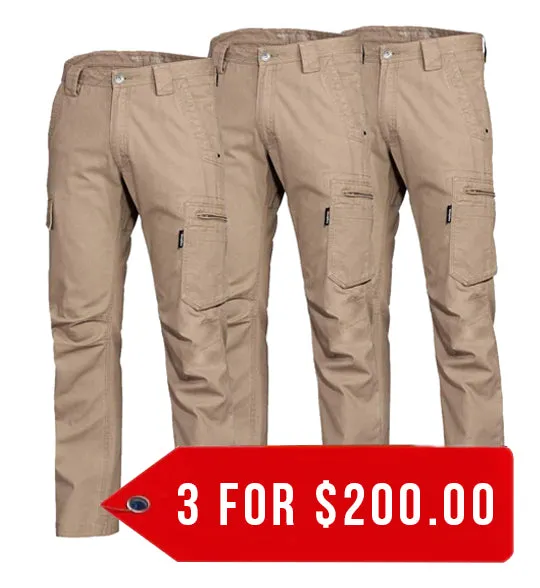 King Gee Tradies Canvas Cargo Work Pants (K13280-1)-3 Packs