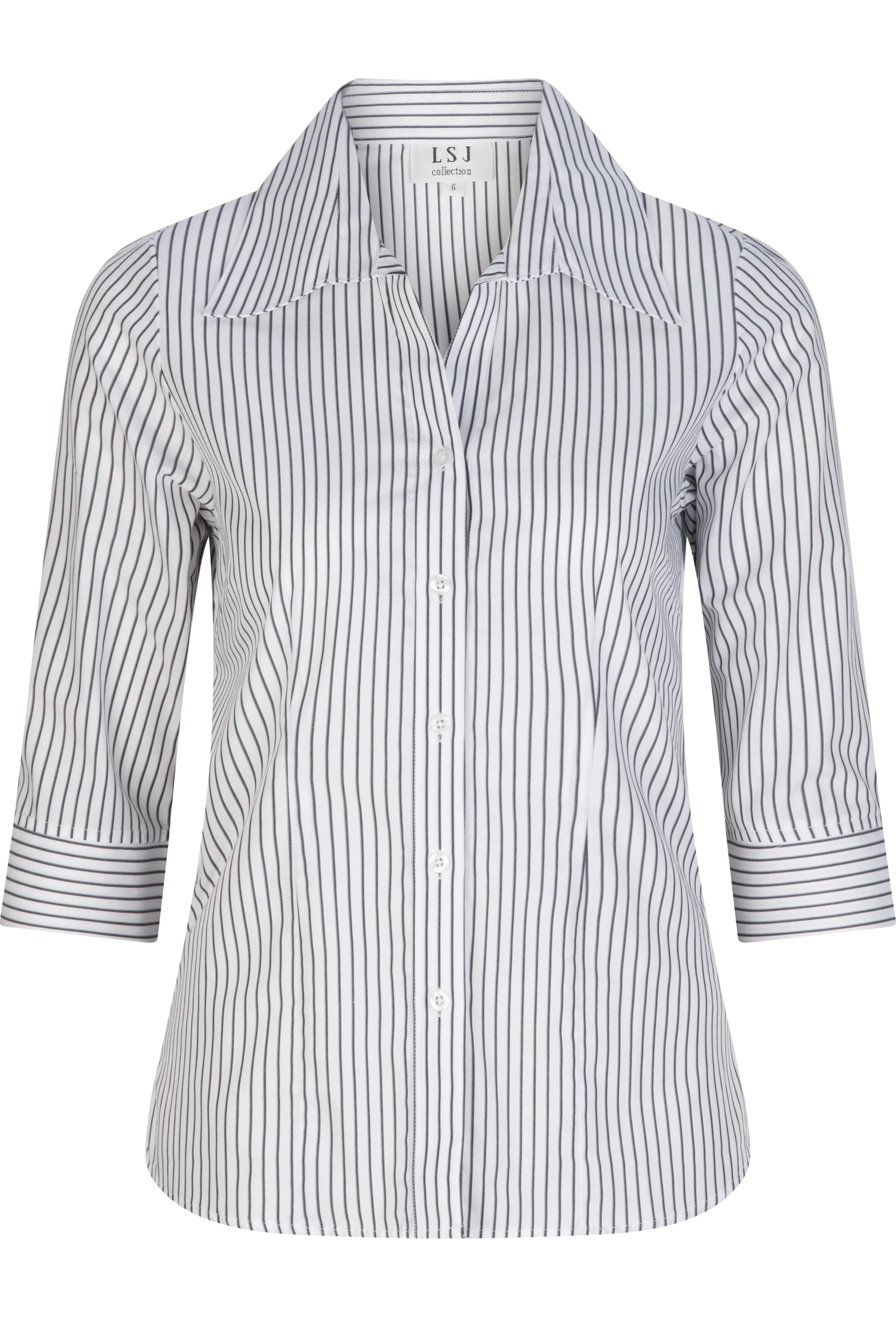 Ladies Shadow Stripe Semi fitted 3/4 Sleeve Shirt - 2172-SS