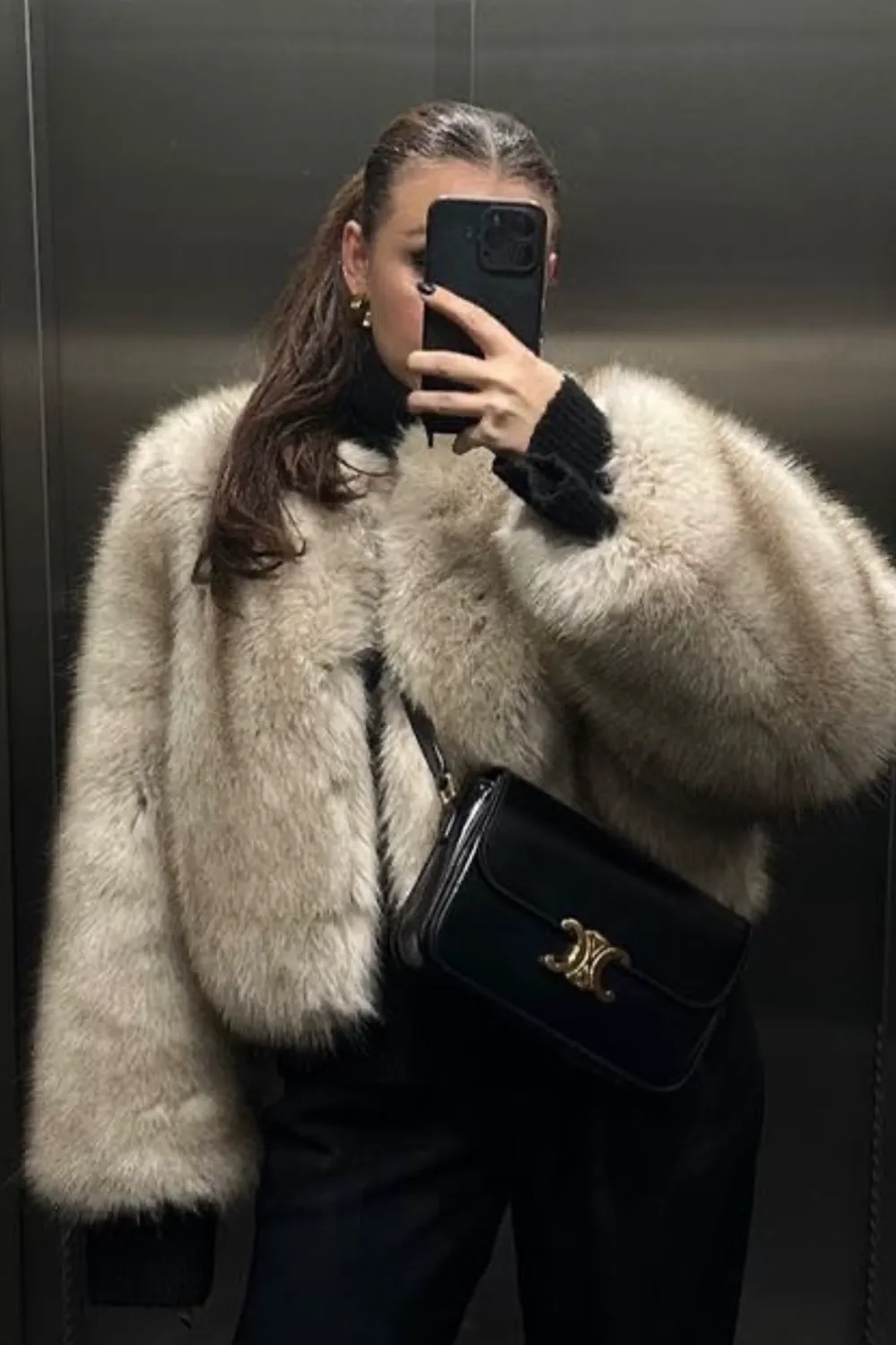 Lauren beige faux fur jacket