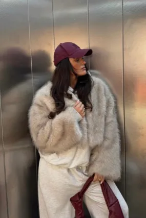 Lauren beige faux fur jacket