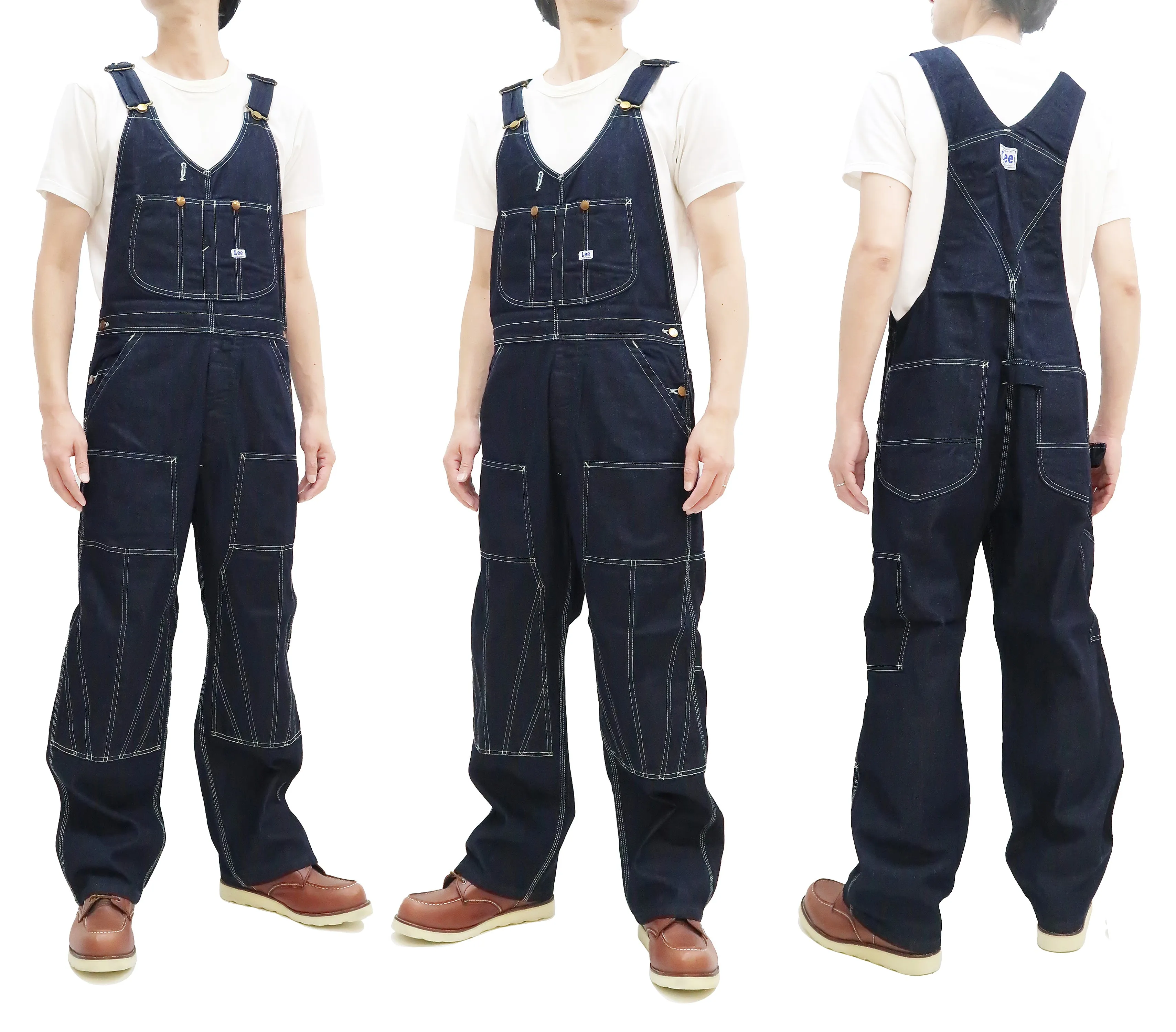 Lee Overalls Men's Casual Fashion Double Knee Denim Bib Overall High-Back LM8605 LM8605-100