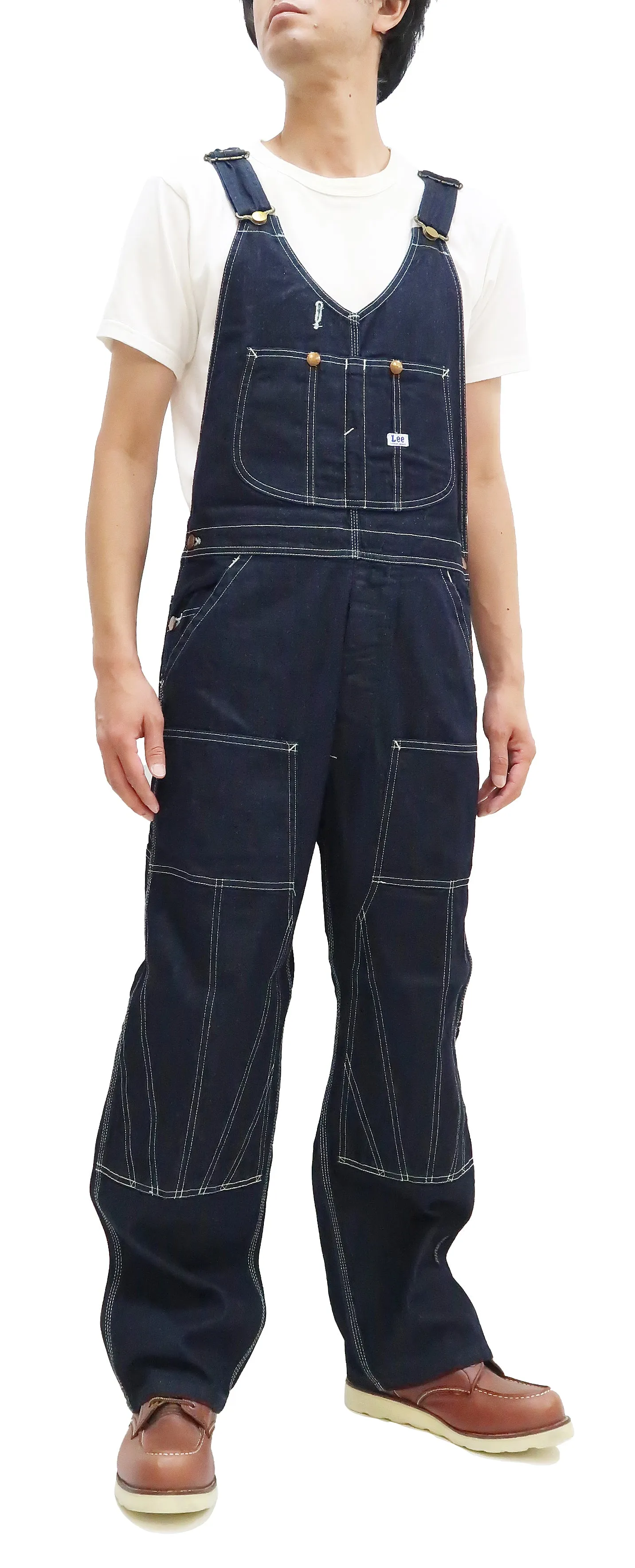 Lee Overalls Men's Casual Fashion Double Knee Denim Bib Overall High-Back LM8605 LM8605-100