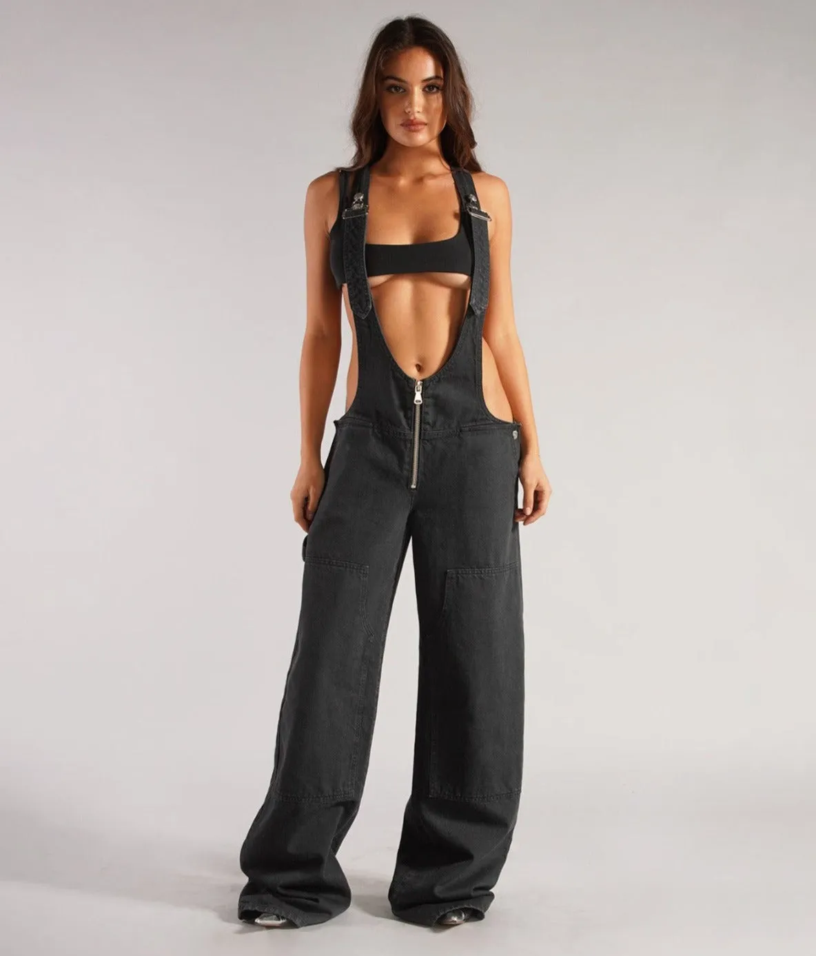 Loose Casual Pocket Wide-Leg Drape Pants