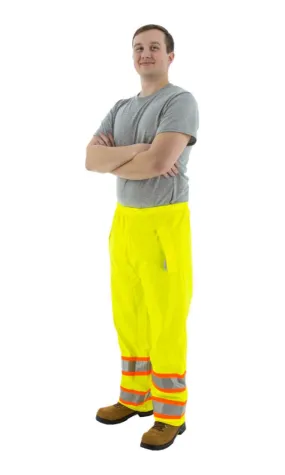 Majestic 75-7351 Hi-Vis Waterproof Rain Pants DOT Striping ANSI E