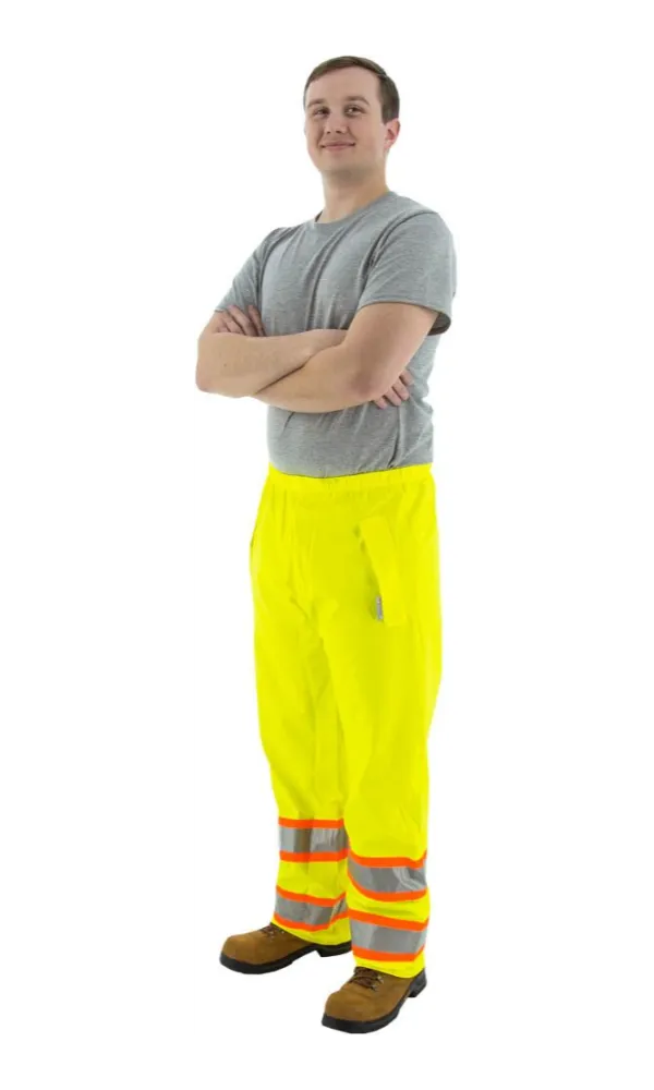 Majestic 75-7351 Hi-Vis Waterproof Rain Pants DOT Striping ANSI E