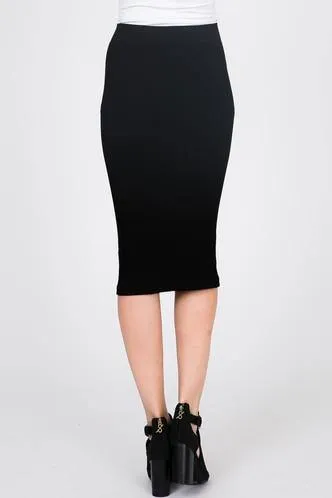 Maya's Place Ribbed Midi Skirt