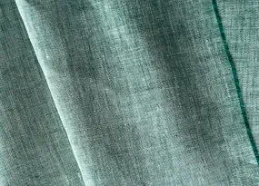 Mid-Weight Peacock Green & White Cross-Weave Linen (Made in Poland)