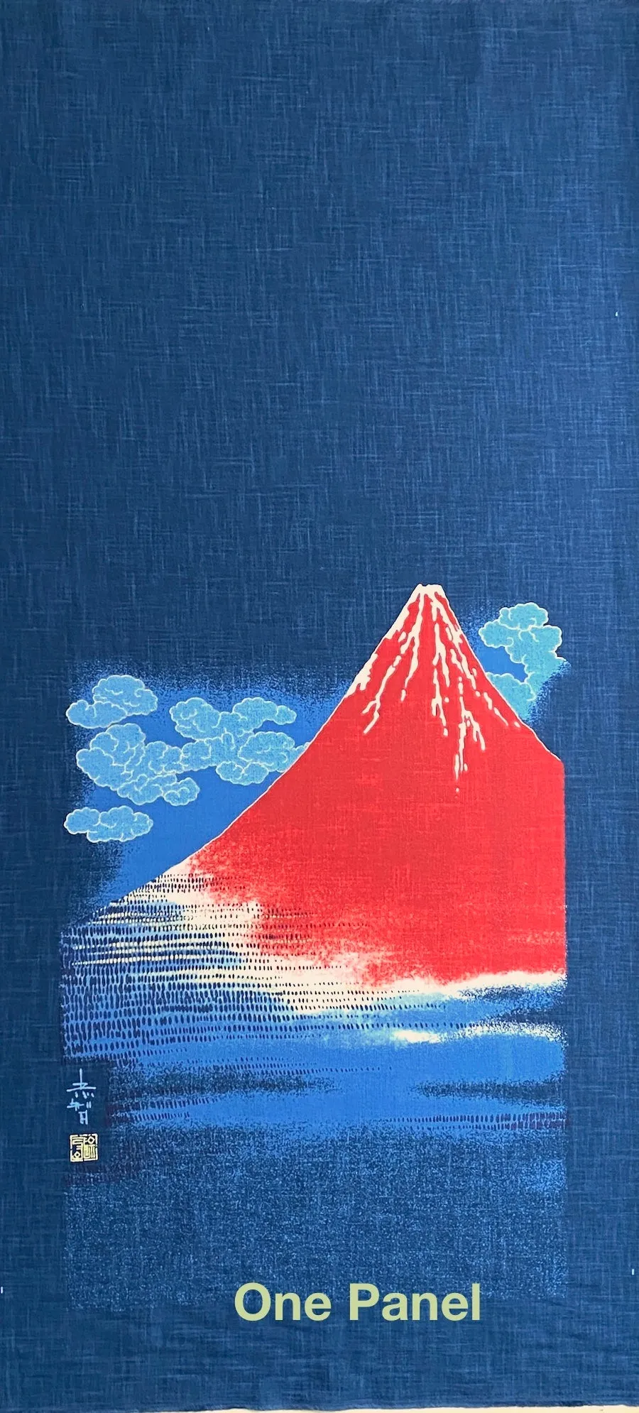 Mt. Fuji, Cotton Noren Panel from Japan, 19" x 44"  #KP11