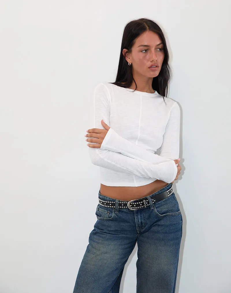 Olson Long Sleeve Top in Slub Ivory