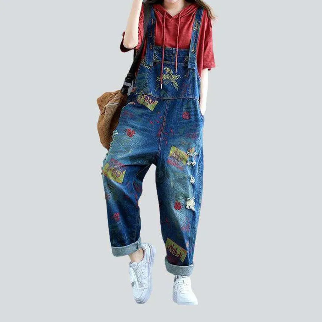 Painted denim dungaree for women